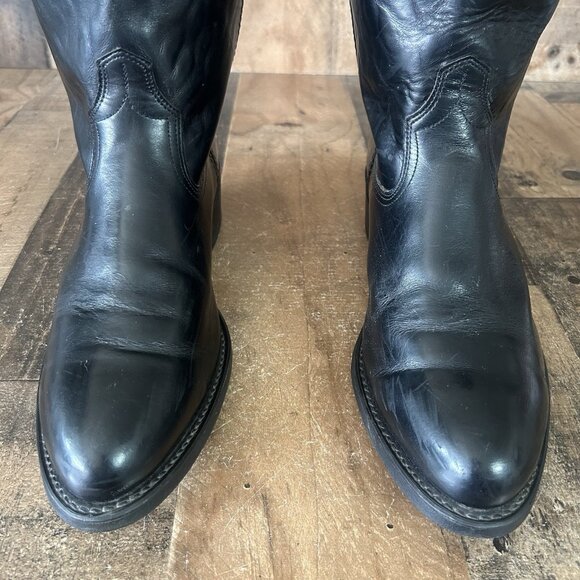 Acme Vintage Black Oil Resistant Western Cowboy Boots Mens 10.5 EW - Picture 10 of 12